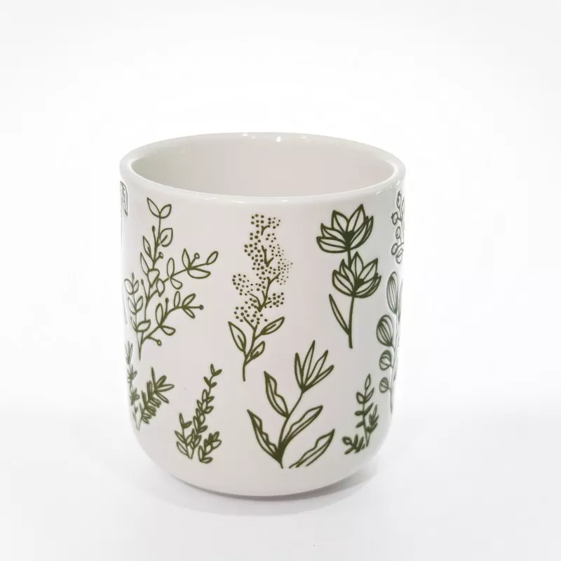 Botanical Print White Stoneware Mug