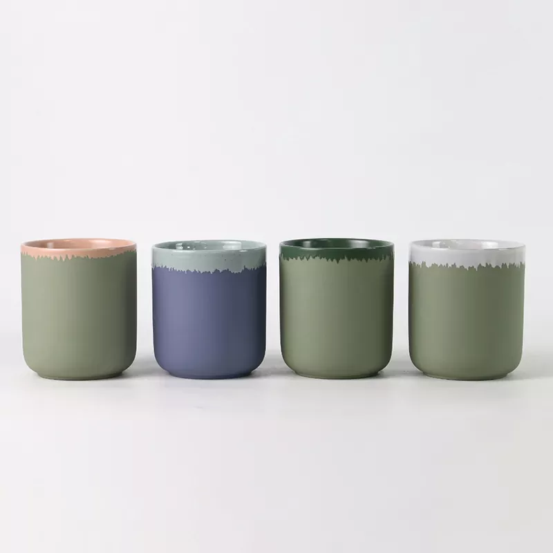 Wadhah lilin keramik kanthi rampung warna alami