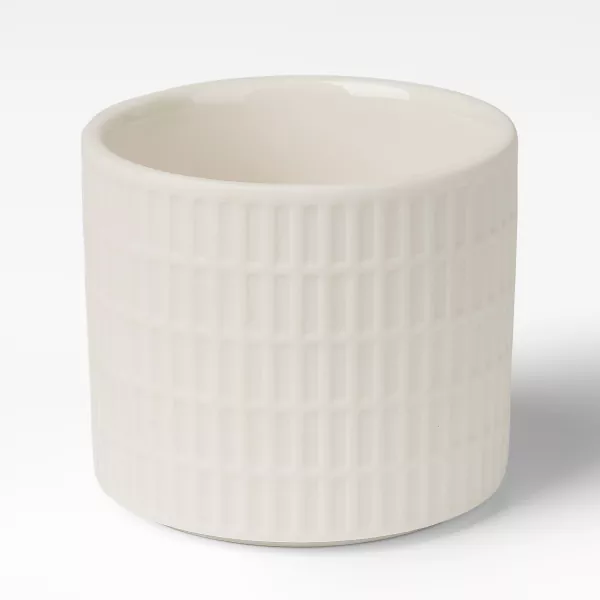 Wadah Lilin Keramik Pola Grid Putih Susu Wadah Lilin Keramik Pola Grid Putih Susu